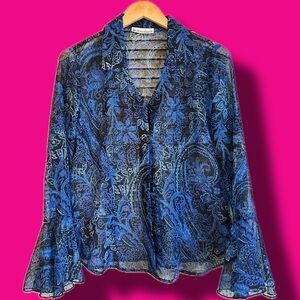 Fun Glittery Blue Paisley Women's Top